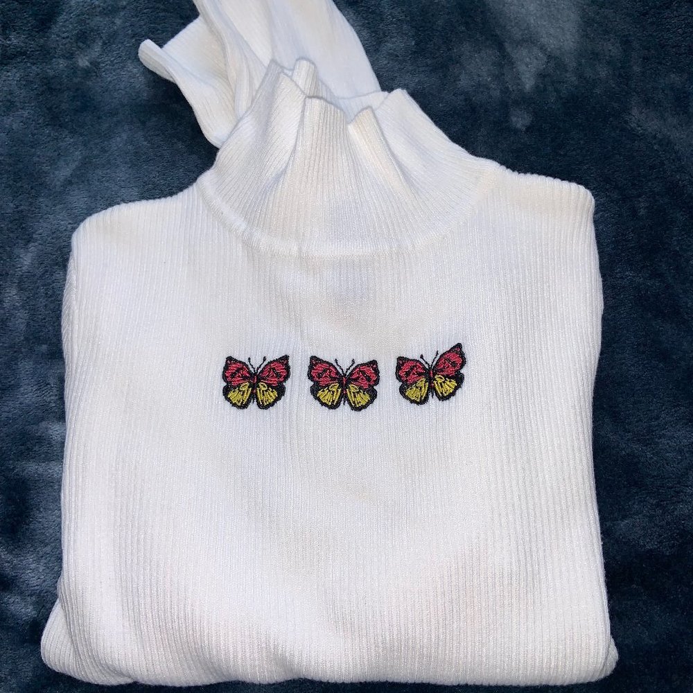 Mock Neck Butterfly Sweater